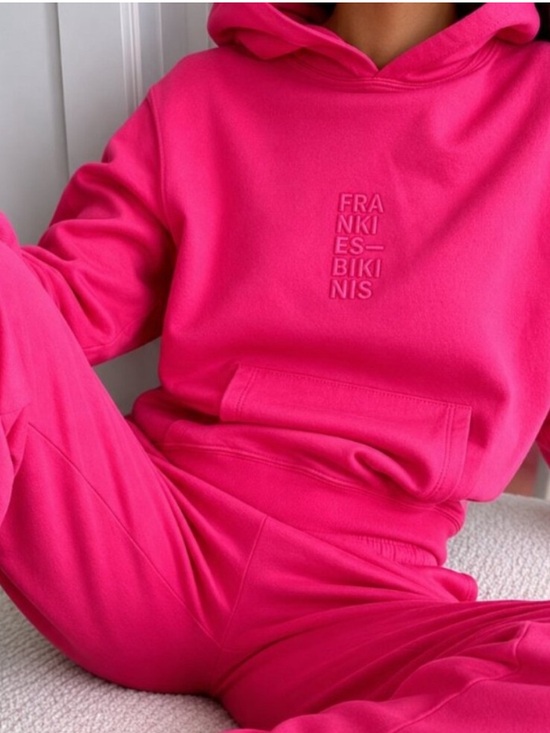 Frankie's Bikinis Tops - Frankie's Bikinis Hot Pink Embossed Logo Hoodie M